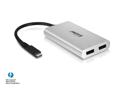 Akitio T3-2DP Thunderbolt 3 to Dual DisplayPort Adapter 4K monnitor USB-C cable - Image 1 of 4