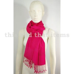 PASHMINA SCHAL TUCH PAREO STOLA KOPFTUCH THAI CASHMERE KARMESIN ROT PINK #S136 - Bild 1 von 5