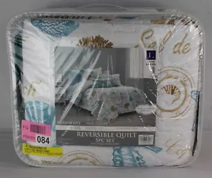 Lush Decor Harbor Life 5 Piece Reversible Quilt Set – Blue/Taupe – Twin/Twin XL - Picture 1 of 7