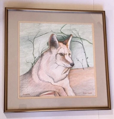 Clayton Childs "Coyote" Pintura Lápiz Dibujo Arte de Pared Desierto Vida Silvestre Foto 1 de 4