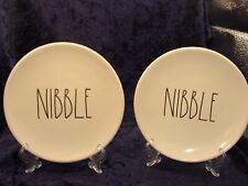 Set Of TWO Rae Dunn NIBBLE NIBBLE Small Appetizer Dessert Plates ~ 6”D ~ VGC ~