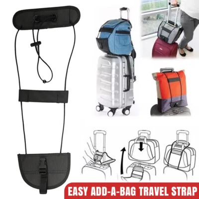 Easy Add A Bag Strap Travel Luggage Suitcase Adjustable Belt Carry On Bungee UK - Image 1 of 4