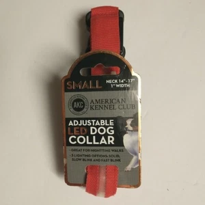 New - Collare cane led regolabile rosso American Kennel Club taglia S 14"-17" 1" larghezza - Foto 1 di 6