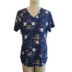 Dickies Dental Flossed In Space Scrub Top Size M - Picture 1 of 7