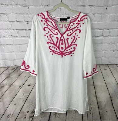 Vestido Cynthia Rowley Bordado Algodón Talla Mediana Vacaciones Playa Foto 1 de 4