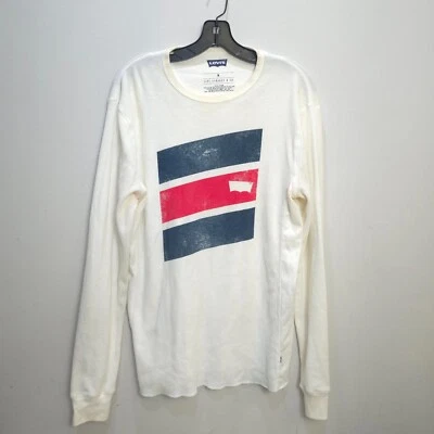 Camiseta Levis Para Hombre Mediana Marfil Logo Cuello Redondo Pullover Estampado Manga Larga M Foto 1 de 4