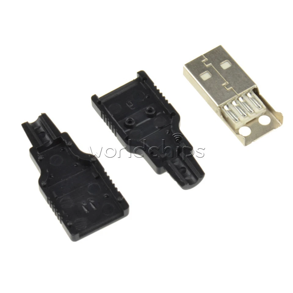 10PCS A Set USB2.0 Type-A 4pin Male Plug Socket Connector Adapter Plastic Cover - Image 1 of 1