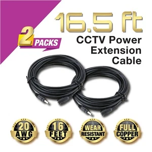 2x Cable de extensión de fuente de alimentación 5M metros Cable estándar para cámara de seguridad CCTV - Imagen 1 de 8