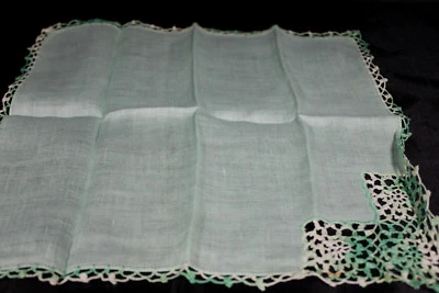  复古薄荷浅绿色钩针边汉基  — 第 1/2 张图片