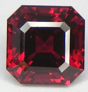 EXCELLENT CUT ASSCHER 9x9 MM. PIGEON BLOOD RED RUBY LAB CORUNDUM - Picture 1 of 3