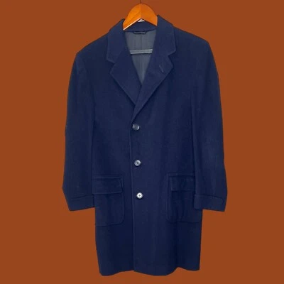 Mens Bespoke Martins Blue Overcoat Heavy Wool Cashmere Luxury Menswear 44R - Image 1 of 4
