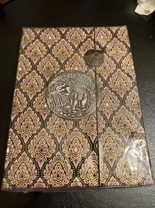 Silk Journal Hardcover Notebook Elephant Metal Embossed Stone Marker Diary - Picture 1 of 8