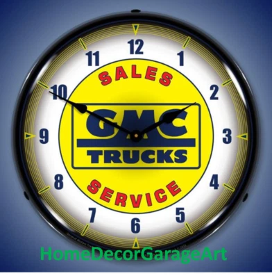 Reloj de pared retroiluminado LED GMC Truck Sales Service, arte de garaje HDGA Foto 1 de 4