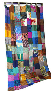 Indian Old Silk Sari Saree Boho Multi Curtain Door Drape Décor Silk Drapes India