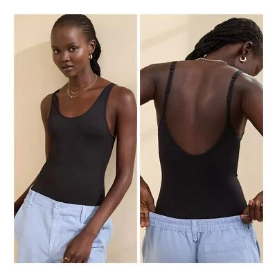 AERIE 黑色 Superchill 无痕罗纹勺可调肩带紧身衣裤 XL 码 — 第 1/4 张图片