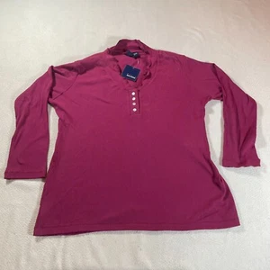Basic Editions Shirt Womens 2X Purple Henley V Neck Sleep Base Layer Knit Top - Picture 1 of 12