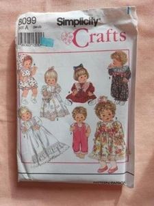 Simplicity 8099 Wardrobe for Baby Dolls Pattern Size S(12-14"),M(16-18")L(20-22" - Picture 1 of 2