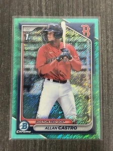 2024 Bowman Chrome 1st Parallel Refractor Aqua Shimmer /125 Allan Castro Red Sox - Picture 1 of 1
