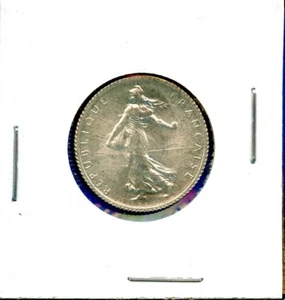 1915 Silver France WWI Era Sower Woman 1 Franc#98 Uncirculated BU MS - Picture 1 of 3