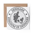 1 x Blank Greeting Card BW - Kingdom Of Denmark Red Map Travel #41846