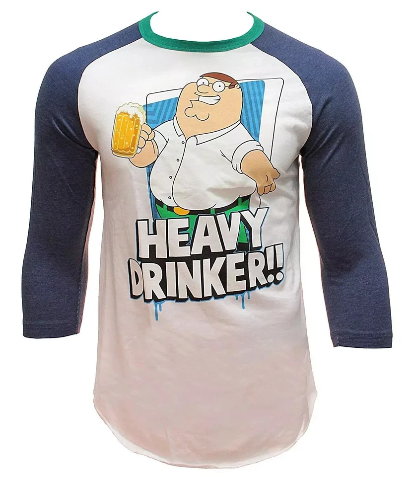 Camiseta Family Guy Peter Griffin Heavy Drinker Raglán Manga 3/4 ELIGE LA TALLA Foto 1 de 1