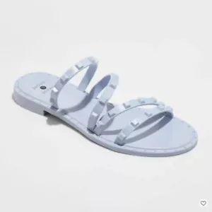 Shade & Shore Sandals Womens Size 7 Blue Jelly Slide Beach Summer - Picture 1 of 5