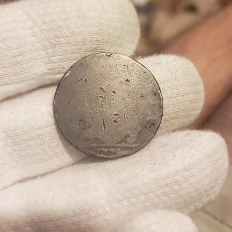 1774 Half Penny Used In Early America Revolutionary War Era Colonial Coin Cover