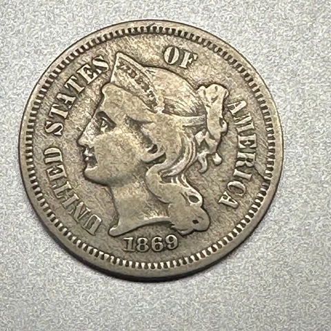 1869   3 CENT NICKEL    NICE DETAIL   KEY TYPE COIN  #2899 Cover