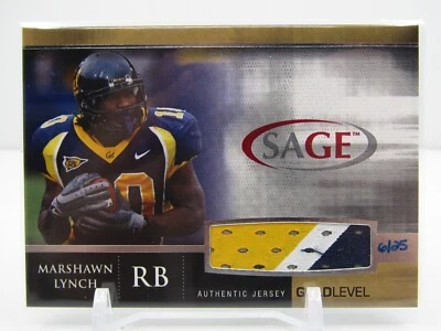 MARSHAWN LYNCH 2007 SAGE GOLD LEVEL JERSEY PATCH #6/25!! - Image 1 of 2