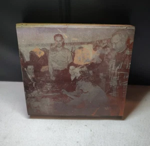 HTF! Vintage Copper Metal Printing Block Plate Office Work Scene 1949 Wisconsin - Picture 1 of 11
