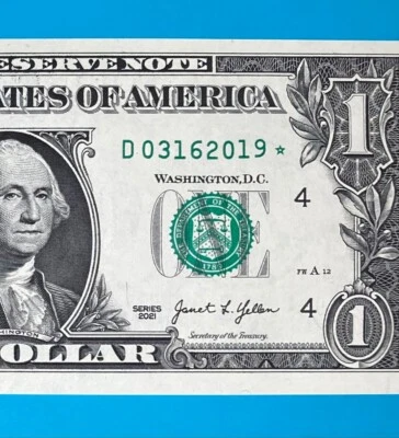 March 16, 2019 : D 03162019 * $1 One Dollar Bill BIRTHDAY Note *UNC* - Image 1 of 3