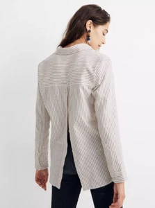 Madewell Flannel Classic Ex-Boyfriend Button-Back Shirt in Stripe  Women Size S - Picture 1 of 10