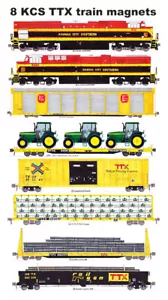 Remolque Kansas City Southern TTX tren de carga 8 imanes Andy Fletcher - Imagen 1 de 1