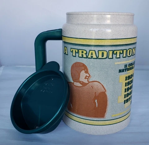 Notre Dame Football Travel Mug Vtg Plastic Cup Tradition of Excellence ND 1990s Cover