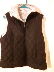Weatherproof Garment Company Women's Reversible Black Faux Fur Vest Size L - Picture 1 of 3