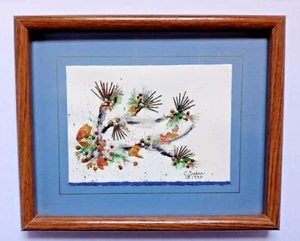 Mixed Media Painting framed artwork by Carol Dahse Texas artist botanical 1990 - Picture 1 of 7