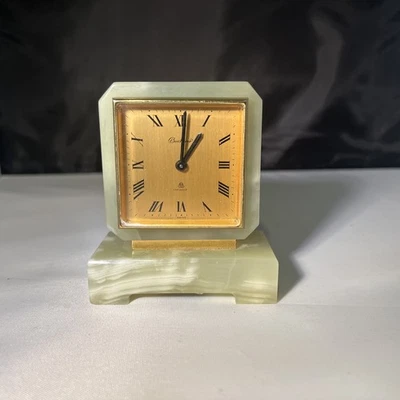 Rare Genuine Bucherer IMHOF Swiss 15J Desk Clock – Green Onyx Mid Century - Image 1 of 4