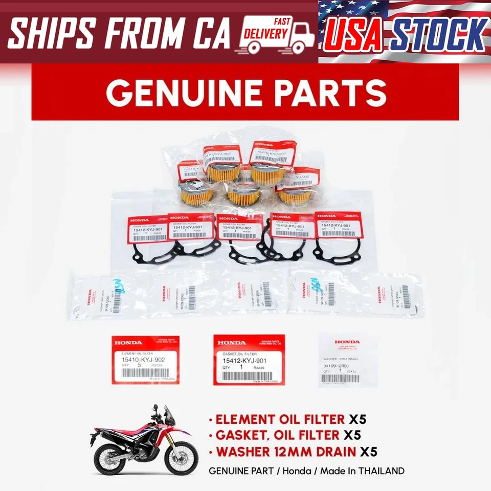 HONDA CRF250L M RL CRF300L LR OIL FILTER GASKET CRUSH WASHER X5 SET 12-22 - Image 1 of 4