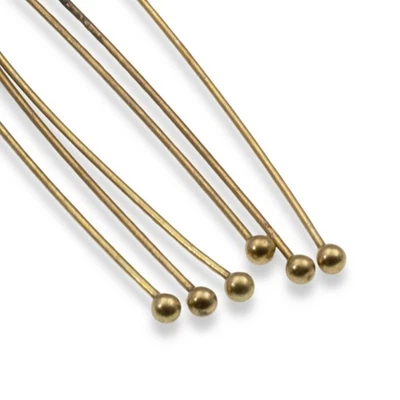 Alfileres de cabeza de bola de latón antiguos de 2", paquete de 20 suministros para hacer joyas de latón vintage Foto 1 de 4