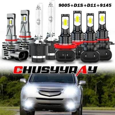 For Acura MDX 2007-2013 8PCS Front LED HID Headlights Hi&Lo+DRL Fog Light Bulbs - Image 1 of 4