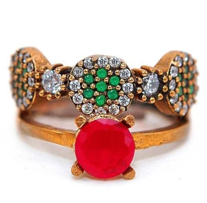 Ottoman Empire Style 3CT Treated Ruby 925 Sterling Silver Ring Sz 7.5 H2-7 - Picture 1 of 3
