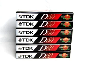 TDK D60 :60 Min Blank Cassette Tape  6 Pack Brand New NIB Factory Sealed - Picture 1 of 4