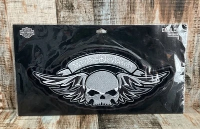 Large Harley-Davidson Emblem Skull w/ Wings Logo Sew-On Patch NEW - Image 1 of 4