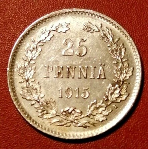 *Finland - 25 penniä 1915 Silver-Nikolai II - *Cond.1++ - Picture 1 of 2