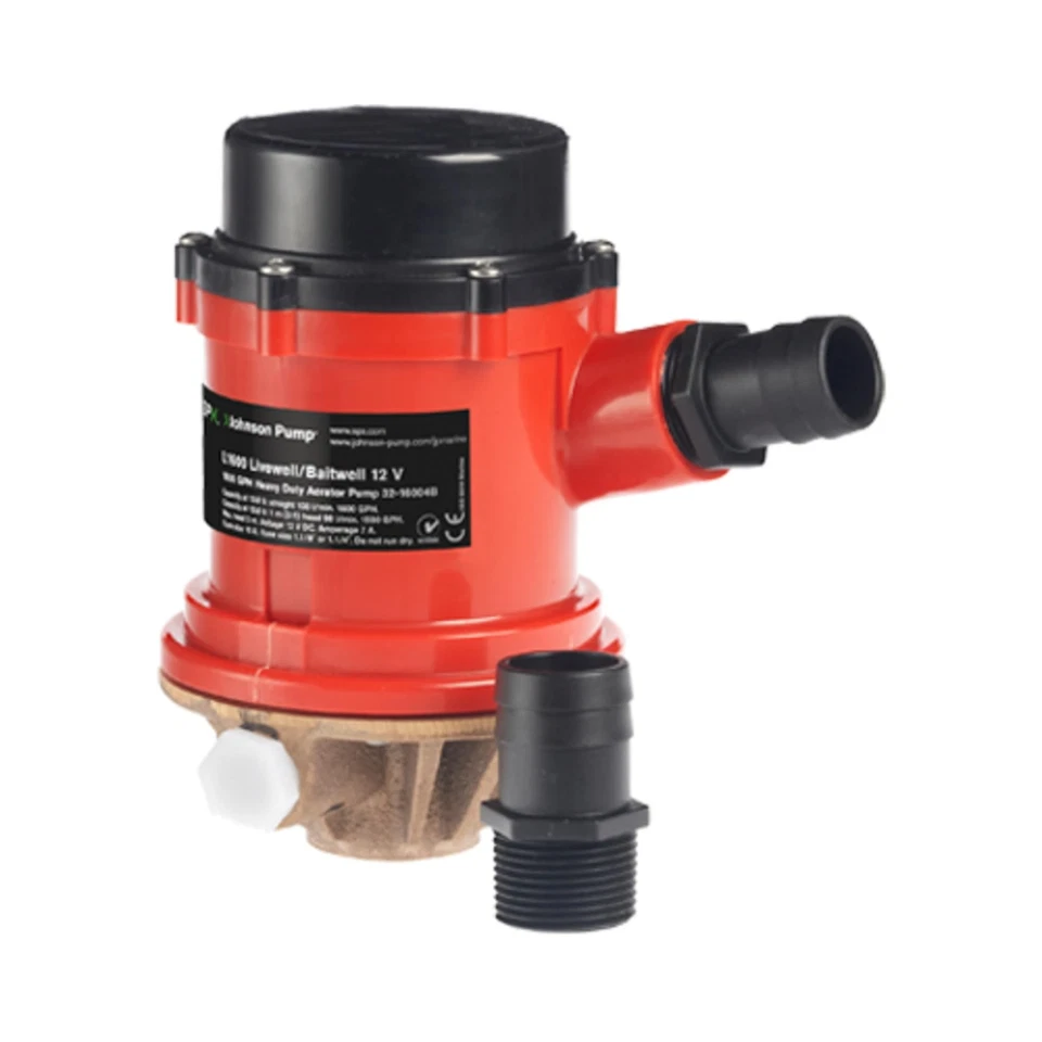 Bomba Johnson Pumps 16004B Livewell, 1600 Gph, 12v, con entrada Foto 1 de 1