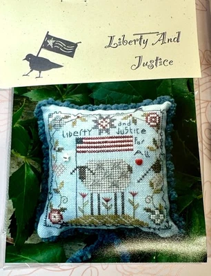 Shepherd's Bush LIBERTY AND JUSTICE Pincushion Cross Stitch Kits~Sheep & Flag - Image 1 of 2