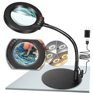 Lupa con Luz y Soporte, 5 Modos de Color Stepless 10X Negra - Imagen 1 de 7