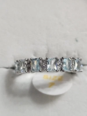 Bomb Party Ring Sz 7 March 2025 All In The Fine Details Aquamarine Cz On Rhodium - Image 1 of 4