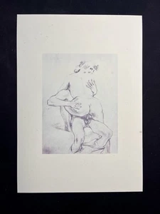 Erotischer Kunstdruck einer Bleistiftskizze von 1927 „Cowgirl Style“ unsigniert - Bild 1 von 3