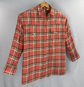 Camisa de franela a presión LEVIS Western Pearl para hombre grande abotonada LS algodón naranja - Imagen 1 de 12